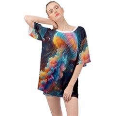 Cosmic Jellyfish Artwork Oversized Chiffon Top by ExtraAwesomeSauce