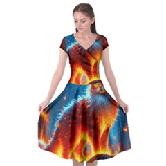 Enchanted Fire Feline Cap Sleeve Wrap Front Dress by ExtraAwesomeSauce