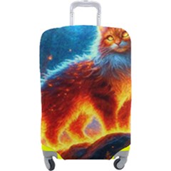 Enchanted Fire Feline Luggage Cover (large) by ExtraAwesomeSauce