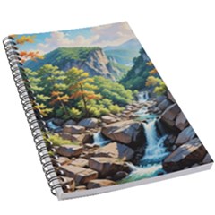 Serene Mountain Waterfall Landscape 5 5  X 8 5  Notebook by ExtraAwesomeSauce