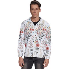 Flowers Design Floral Men s High Neck Windbreaker by Posterlux