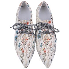 Flowers Design Floral Pointed Oxford Shoes by Posterlux