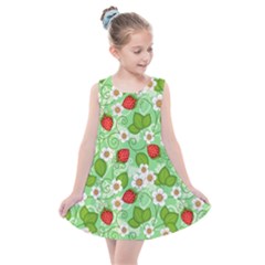 Strawberries Pattern Seamless Kids  Summer Dress by Posterlux