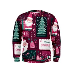 Christmas Santa Claus Kids  Sweatshirt by Posterlux