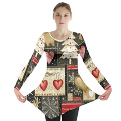 Christmas Reindeer Long Sleeve Tunic  by Posterlux