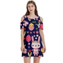 Bunny - Easter Pattern Women s Cold Shoulder Round Neck Mini Dress View1