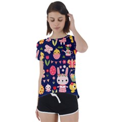 Bunny - Easter Pattern Short Sleeve Open Back T-shirt by kyorashop23