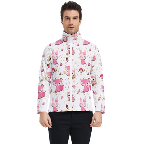 Pink Woodland Animals, Koteto Men s Bomber Jacket by kyorashop23