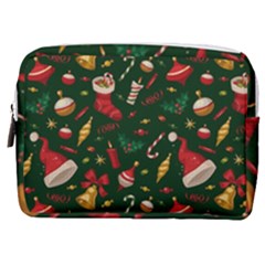 Texture, Pattern, Red, Craciun, Christmas, Hat, Santa, Green Make Up Pouch (medium) by kyorashop23