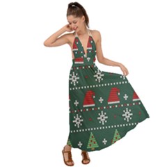 Beautiful Knitted Christmas Pattern Backless Maxi Beach Dress by Ket1n9