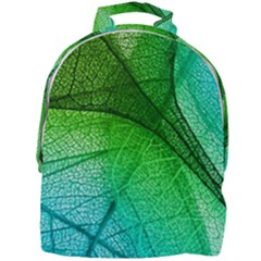 3d Leaves Texture Sheet Blue Green Mini Full Print Backpack by Cemarart