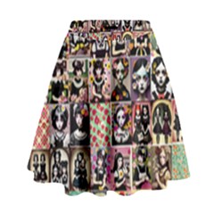 Spanish Gothic Girls Pattern High Waist Skirt by violetheavensky