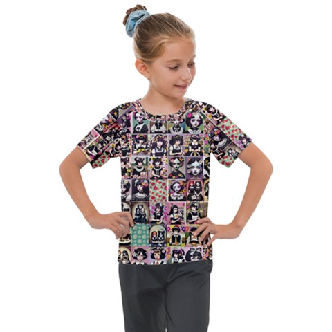 Spanish Gothic Girls Pattern Kids  Mesh Piece T-shirt by violetheavensky