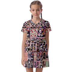 Spanish Gothic Girls Pattern Kids  Asymmetric Collar Dress by violetheavensky