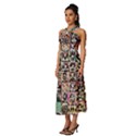 Spanish Gothic Girls Pattern Sleeveless Cross Front Cocktail Midi Chiffon Dress View2