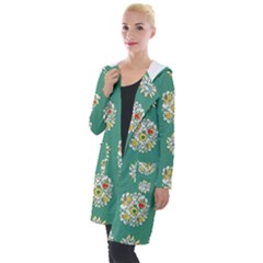 Retro 1960s Flowers Pattern 2 Hooded Pocket Cardigan by violetheavensky