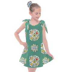 Retro 1960s Flowers Pattern 2 Kids  Tie Up Tunic Dress by violetheavensky