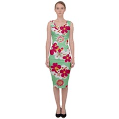 Retro 1960s Flowers Pattern Sleeveless Pencil Dress by patterns123