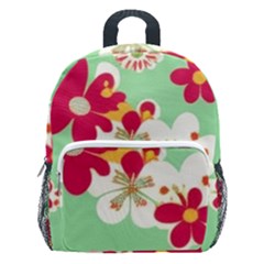 Retro 1960s Flowers Pattern Kids  Age 5-10 Lightweight School Backpack With Side Pockets by violetheavensky