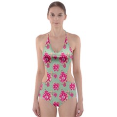 Retro 1880s Flowers Pattern 11 Cut-out One Piece Swimsuit by patterns123