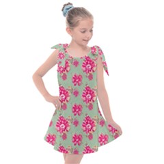 Retro 1880s Flowers Pattern 11 Kids  Tie Up Tunic Dress by violetheavensky