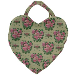 Retro 1880s Flowers Pattern 9 Giant Heart Shaped Tote by patterns123