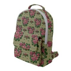 Retro 1880s Flowers Pattern 9 Flap Pocket Backpack (large) by violetheavensky