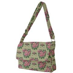 Retro 1880s Flowers Pattern 9 Full Print Messenger Bag (l) by violetheavensky