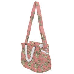 Retro 1880s Flowers Pattern 12 Rope Handles Shoulder Strap Bag by violetheavensky