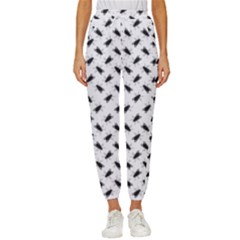 Fly Phot Motif Seamless Black And White Pattern Women s Cropped Drawstring Pants by dflcprintsclothing