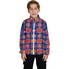 Retro Geometric Shapes And Flowers 3 Kids  High Neck Windbreaker by violetheavensky