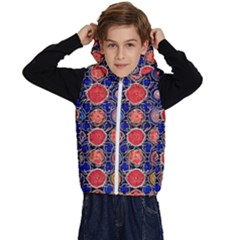 Retro Geometric Shapes And Flowers 3 Kids  Stylish Hooded Puffer Vest by violetheavensky