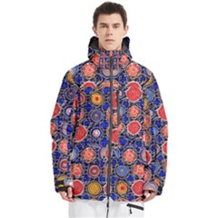 Retro Geometric Shapes And Flowers 3 Men s Multi Pockets Zip Ski And Snowboard Waterproof Breathable Jacket by violetheavensky