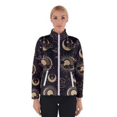 Asian Seamless Pattern With Clouds Moon Sun Stars Vector Collection Oriental Chinese Japanese Korean Women s Bomber Jacket by Grandong