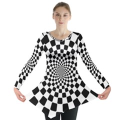 Geomtric Pattern Illusion Shapes Long Sleeve Tunic  by Grandong