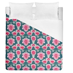 Retro 1880s Flowers Pattern 22 Duvet Cover (queen Size) by violetheavensky