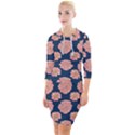 Retro 1880s Flowers Pattern 16 Quarter Sleeve Hood Bodycon Dress View1