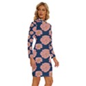 Retro 1880s Flowers Pattern 16 Long Sleeve Shirt Collar Bodycon Dress View3