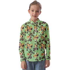 Retro 1880s Flowers Pattern 24 Kids  Long Sleeve Shirt by violetheavensky