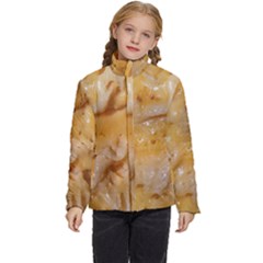 Homemade Flan Extreme Close-up Texture Kids  Puffer Bubble Jacket Coat by dflcprintsclothing