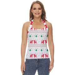 Red Green And Blue Christmas Themed Illustration Basic Halter Top by Paksenen