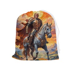 Heroic Trump Warrior In Golden Armor Drawstring Pouch (xl) by AwesomeSauce