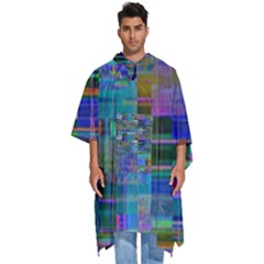 Glitch Chaos Print Men s Hooded Rain Ponchos by dflcprintsclothing