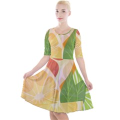 Citrus Fruit Healthy Vitamin Quarter Sleeve A-line Dress by Paksenen