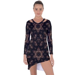 Bronze Age Mandala Asymmetric Cut-out Shift Dress by MRNStudios