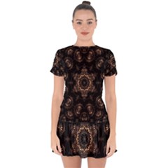 Bronze Age Mandala Drop Hem Mini Chiffon Dress by MRNStudios