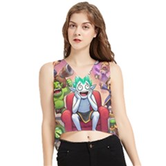 Huiok V-neck Cropped Tank Top by SkinsForTeens