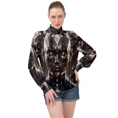 Robotics Robot Technology Future High Neck Long Sleeve Chiffon Top by Maspions