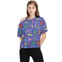 Grateful Dead Dancing Bears Pattern One Shoulder Cut Out T-Shirt View1