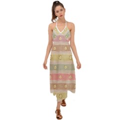 Stripes Floral Designs Halter Tie Back Dress  by designsbymallika